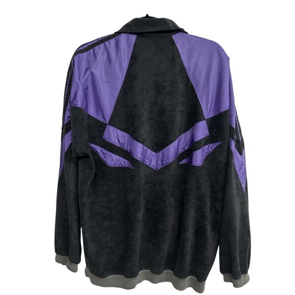 Adidas Retro Streetwear Track Jacket Black Purple Chevron 90s‎ Hip Hop XL - Picture 2 of 5